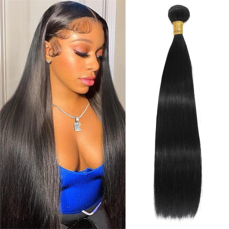 NROOEAY Straight Bundles Human Hair 20 inch 100 Unprocessed Brazilian Straight Hair Bundles 12A Remy Virgin Retain the Intact Cuticle Long Lifespan